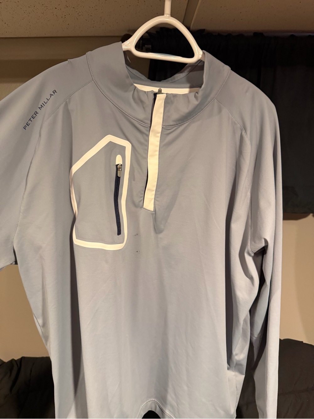 Peter Millar Men's Light Blue Long-Sleeve Quarter zip